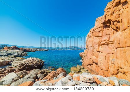 Huge rock in Rocce Rosse beach Sardinia