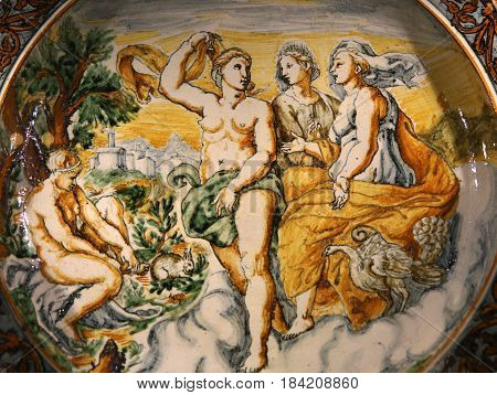 Ancient Ceramic Pottery Dish From Renaissance