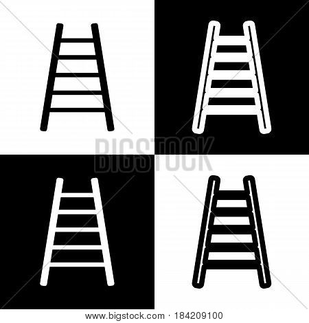 Ladder sign illustration. Vector. Black and white icons and line icon on chess board.