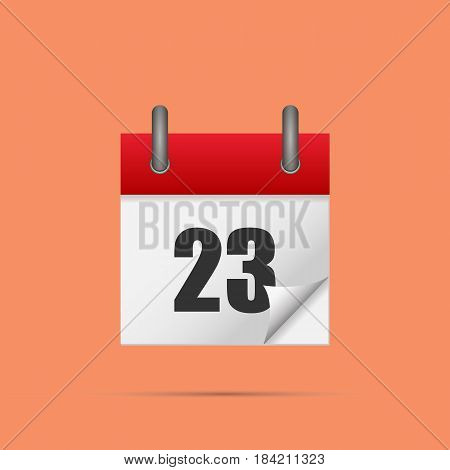 Calendar icon. Calendar date - 23th Vector illustration. Eps 10.