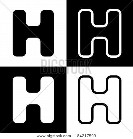 Letter H sign design template element. Vector. Black and white icons and line icon on chess board.