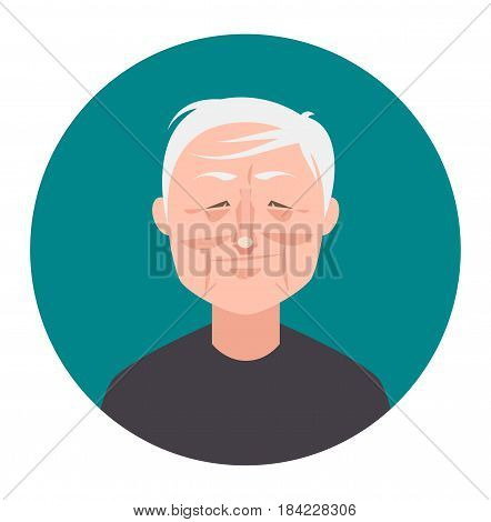 Old man avatar icon in flat style. Male user icon. Cartoon man avatar. Vector stock.