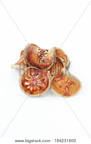 Bael dry fruit tea isolated on white background