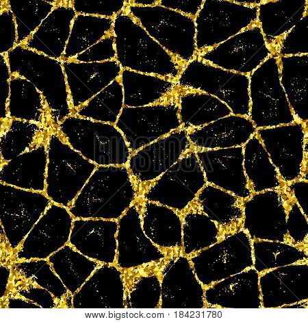 Golden Background with Seamless Pattern of Glittering Textile Stock Vector Illustration