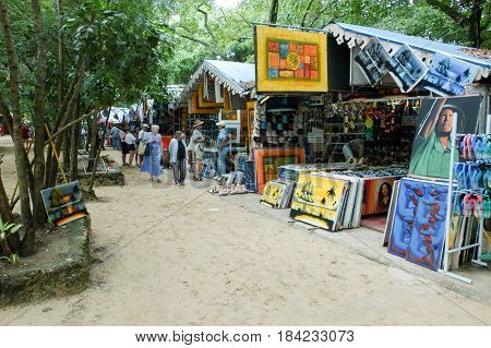 Stalls With Colorful Souvenirs At Sosua, Dominican Republic