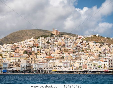 Syros Town In A Sunny Day