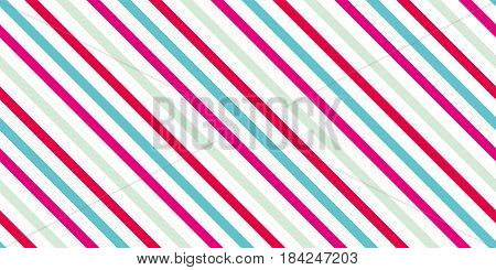 Background with a slanted diagonal stripes lines. Blue green red and pink color. Vector illustration. Geometric background print on paperfabric gift wrap packaging bedding lining
