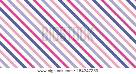 Background with a slanted diagonal stripes lines. Different shades of blue and pink. Vector illustration. Geometric background print on paperfabric gift wrap packaging bedding lining apparel