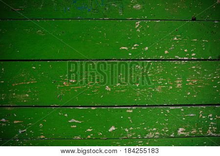 Green Barn Wooden Wall Planking Square Texture. Old Solid Wood Slats Rustic Shabby Frame Background.