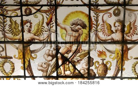 Stained Glass In Ecouen Castle, Ecouen, France