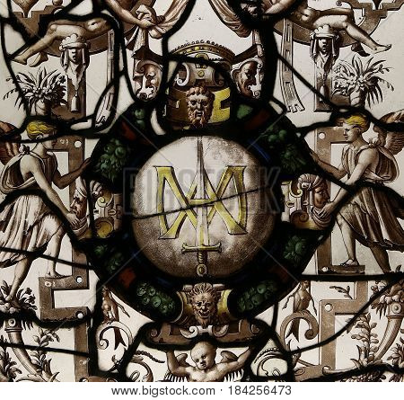 Stained Glass In Ecouen Castle, Ecouen, France