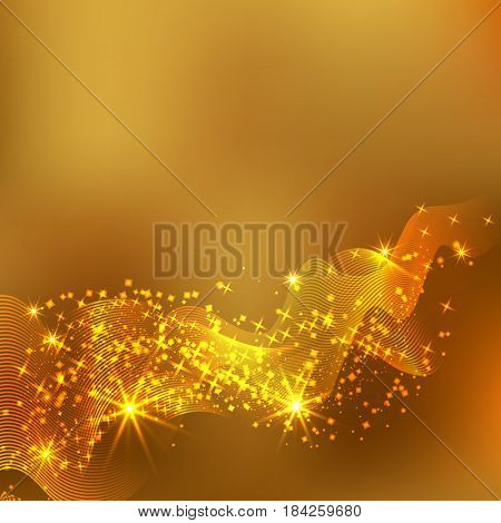 Gold glitter sparkles abstract background. Vector golden dust texture. Twinkling confetti shimmering star lights.