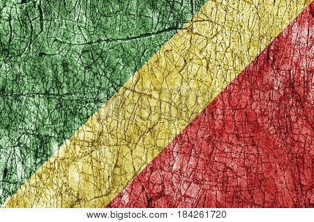 Grudge stone painted Congo Republic flag close