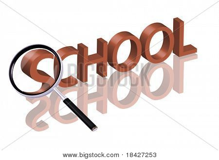 Lupe vergrößern rot 3D Wortteil mit Reflektion Schule Schaltfläche Schule Symbol Bildung b
