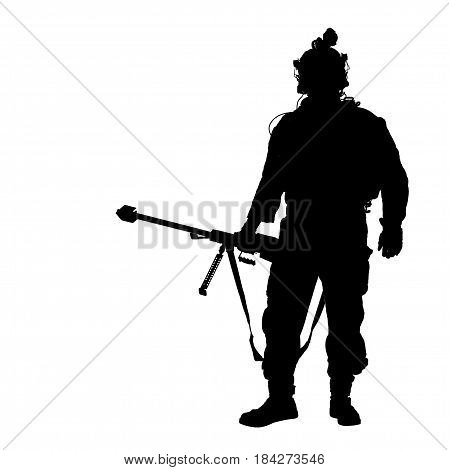 Security forces silhouette with weapon. Studio shot