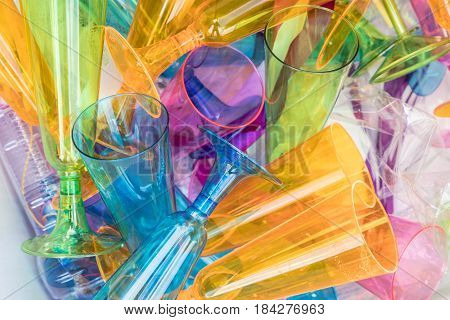 Plastic Sparkling Wine Glasses In A Litterbox