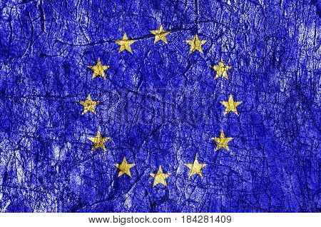 Grudge stone painted European Union flag close