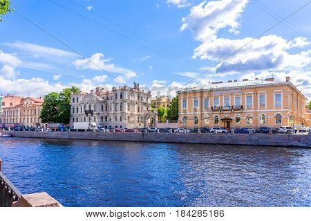 View from Fontanka river embankment in Saint Petersburg Russia