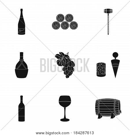 Wine products. Growing grapes, wine.Vine production icon in set collection on black style vector symbol stock web illustration.