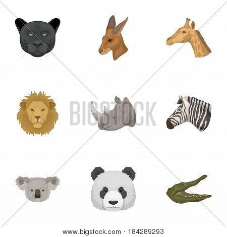 A set of icons of wild animals. Predatory and peaceful wild animals.Realistic animal icon in set collection on cartoon style vector symbol stock web illustration.