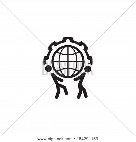Global Support Icon. Flat Design. Business Concept. Isolated Illustration
