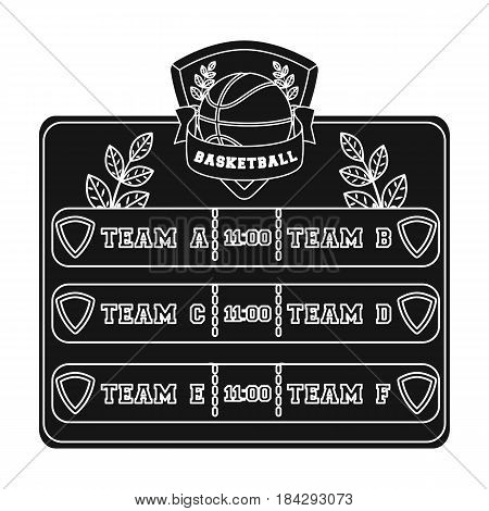 Placard on the basketball court.Basketball single icon in black style vector symbol stock illustration .