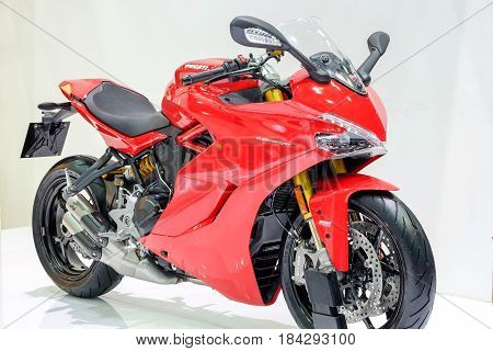 Nonthaburi-Thailand MAR 30 2017: DUCATI SUPERSPORT S on display at The 38th Bangkok International Motor Show 2017 on MAR 29 - 9 APR 2017 at IMPACT Challenger