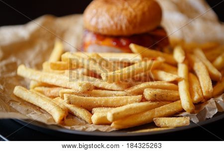 Hamburger Served In Fast Food Restaurant Menu