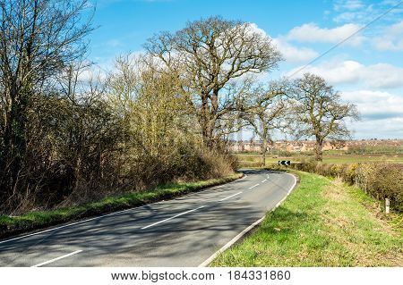 Sunny Day View of Empty UK Country Road.