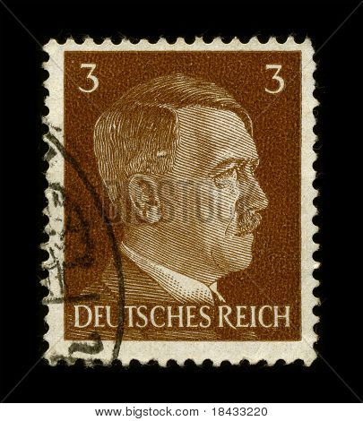 Deutschland um 1941: verwendet Briefmarke Ergebnis Porträt von Adolf Hitler circa 1941.