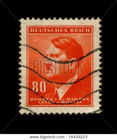 Deutschland - ca. 1942: Verwendete Briefmarke zeigt Portrait of Adolf Hitler ca. 1942.