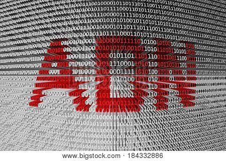 ADN in the form of binary code, 3D illustration