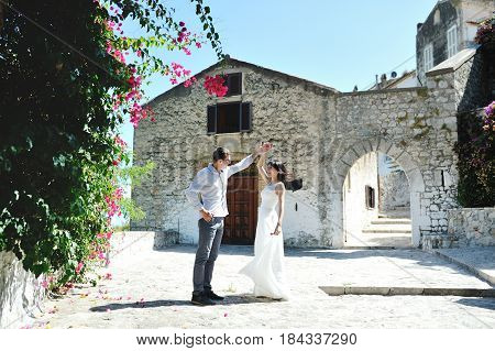 Beautiful happy couple in Sperlonga Italy Europe