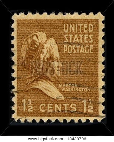 สหรัฐอเมริกา - เซอร์กา 1930: ประทับตราที่พิมพ์ในสหรัฐอเมริกาแสดงภาพ Martha Washington เซอร์กา 1930