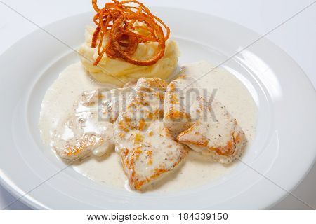 Chicken Breast With Mashed Potato, Onion And Gravy