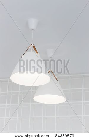 Interior Room With White Lamps stock photo