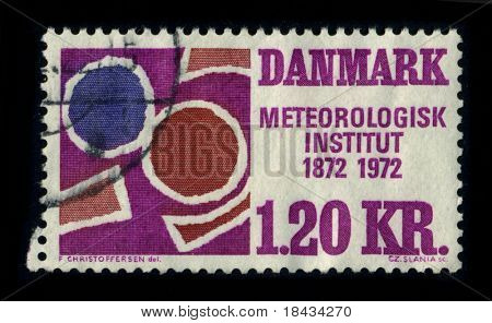 Dánia - CIRCA 1972: I DANMARK mutat kép szentelt a Meteorologisk nyomtatott bélyegző