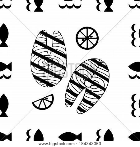 Fish icon or logo set isolated. Simple black fish symbols collection