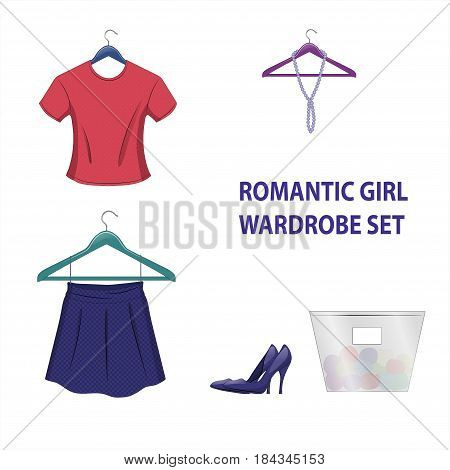 Set of trendy women things on a white background