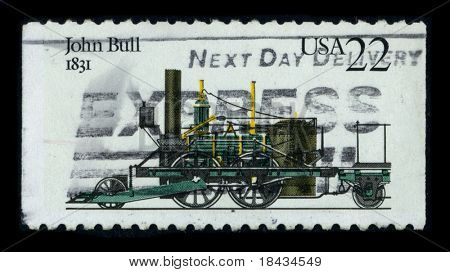 アメリカ - 1981 年頃： ジョン ・ ブルに専用スタンプは英国製鉄道蒸気機関車回