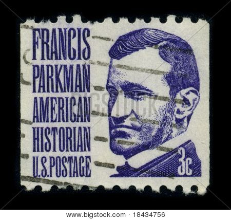 미국-1930 년경: 1930 년경 미국 쇼 초상화 프랜시스 Parkman에서에서 인쇄 하는 스탬프입니다.