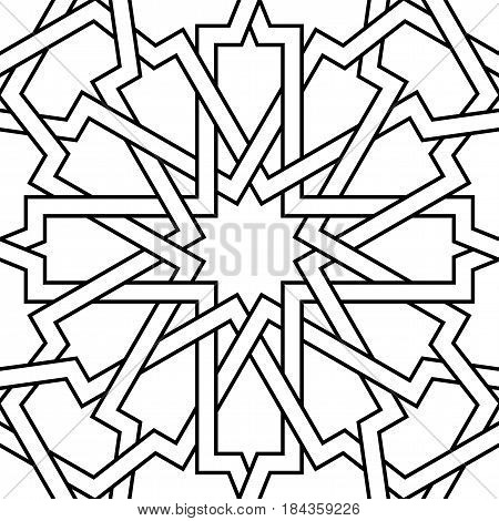 Islamic line pattern. Interlaced seamless vector geometric background in arabic style