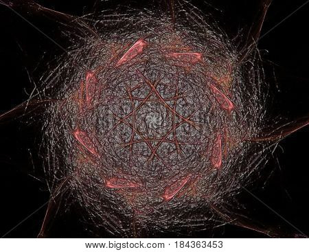 Geometry of Space series. Visually attractive backdrop made of conceptual grids curves and fractal elements suitable as element for layouts on physics mathematics technology science and education.