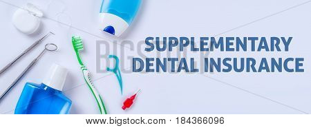 Oral care products on a light background - Supplementary dental insurance