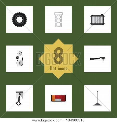 Flat Auto Set Of Input Technology, Car Segment, Headlight And Other Vector Objects. Also Includes Radiator, Packing, Headlight Elements.