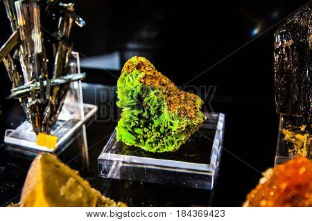 various stones and minerals at the exhibition