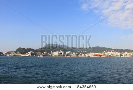 Gushan Harbour cityscape view in Kaohsiung Taiwan