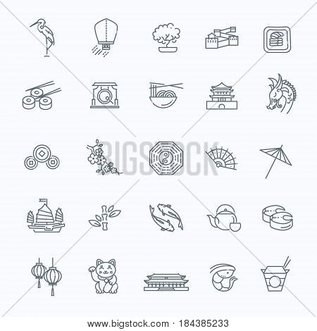 Vector icon set representing Japan travel destinations