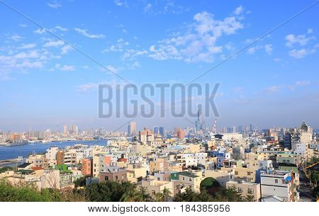 Kaohsiung downtown cityscape view in Kaohsiung Taiwan