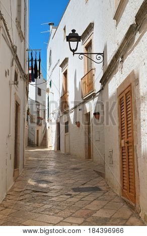 Characteristic alleyway of Locorotondo. Puglia. Southern Italy.